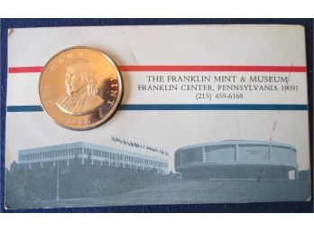 Authentic 1976 FRANKLIN MINT, Commemorative Medal, Gold Tone MIRROR PROOF