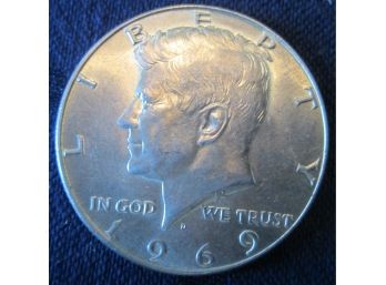 Authentic 1969D KENNEDY SILVER Half Dollar $.50 United States