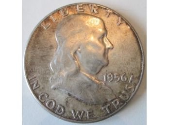 Authentic 1956P FRANKLIN SILVER Half Dollar $.50 United States