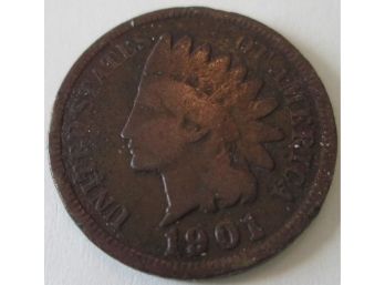 Authentic 1901P INDIAN Cent Penny $.01, United States
