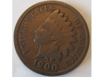 Authentic 1900P INDIAN Cent Penny $.01, United States