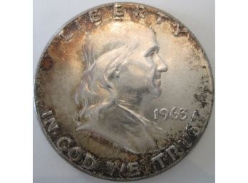 Authentic 1963P FRANKLIN SILVER Half Dollar $.50 United States