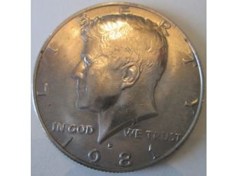 Authentic 1981D KENNEDY HALF DOLLAR $.50 United States