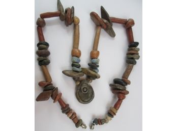 Contemporary Necklace, Handcrafted CLAY Beads, Approximately 20' Length, Functional Barrel Closure