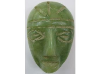 Vintage BROOCH PIN, Carved FACE Design, Jade Green Color, Imported & Handcrafted