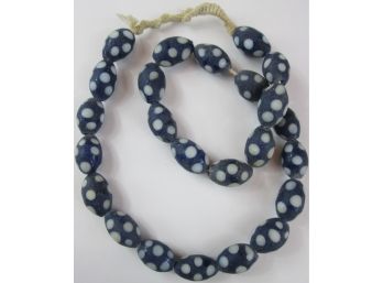 Contemporary Import Necklace, Frosted Glass Beads, POLKA DOT Design, Approximately 24' Length, Slip Over Style