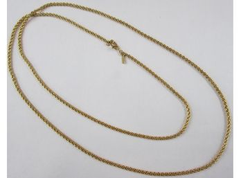 Signed MONET, Vintage 30' Chain NECKLACE, Circular Design, Gold Tone Base Metal, Mechanical Clasp