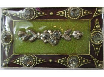 Signed CATHERINE POPESCO Vintage Brooch Pin, Floral FLOWER Design, Made In France, Antiqued Base Metal Setting