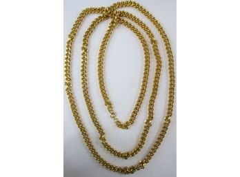 Vintage CHAIN Necklace, Heavy LINK Design, Gold Tone Base Metal, Approx 52' Length, Functional Clasp Closure