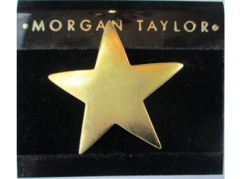 Vintage MORGAN TAYLOR Brooch Pin, 5 Point STAR, Matte Gold Tone Base Metal Setting