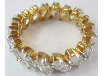Contemporary ETERNITY RING Design, Crystal Stones, Gold Tone Base Metal Setting, Approximate Size 8