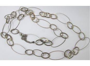 Contemporary Chicos Style NECKLACE, LOOSE Ring Chain Style, Silver Tone Base Metal, Adjustable, Clasp Closure