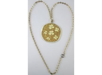 Vintage Lightweight Chain Necklace, Oversized MOD Style, FLOWER POWER Design, Gold Tone Base Metal