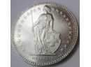 Authentic Switzerland Issue Coin, Dated 1993 Helvetia, 2 Swiss Francs Denomination, Copper Nickel Content