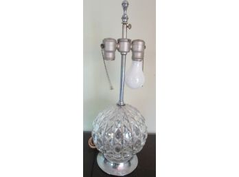 Vintage ART DECO TABLE LAMP, MCM SPHERE Design, CRYSTAL CLEAR GLASS, Working Condition
