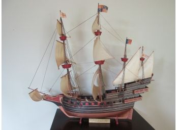 Vintage SAILING SHIP MODEL, English Man O War Model, Finely Detailed With Sails, 29' Wide