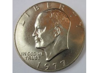 Authentic 1977P EISENHOWER DOLLAR $1.00, Copper Nickel Clad, Philadelphia Mint, Discontinued United States