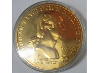 Authentic 1972P Commemorative Medal, GEORGE WASHINGTON, First President, Philadelphia Mint, Gold Tone $1 Size