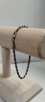 Braided .925 Sterling Silver Rope Chain Bracelet