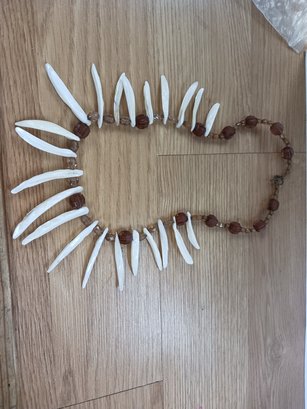 Brown Bead And Shell Necklace