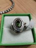 Sterling Silver Overlay Poison Ring Size 7 Green Stone