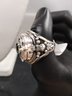 Sterling Silver Overlay Poison Ring Size 7 Green Stone