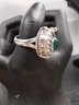 Sterling Silver Overlay Poison Ring Size 9 Green Cabbascion