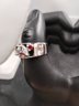 Sterling Silver With CZ And Garnet (?) Ring Size 6