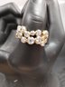 Gold Over Sterling With CZ Stones Statement Ring Size 8