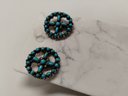 Vintage Sterling Silver And Turquoise (?) Screw Back Earrings
