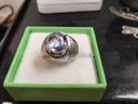 Vintage Silver Ring Stamped 99 W/Amethyst (?) Stone Size 8.5/9