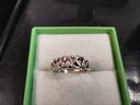 Sterling Silver And Hearts Ring Size 7.75/8