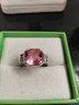 Sterling Silver Statement Ring W/pink Stone Size 6.75/7