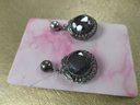 Sterling Silver And Hematite Screw Back Earrings