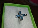 Sterling Silver And Blue Topaz Cross Pendant