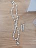 Faux Pearl,  Bead Heart Necklace/ Earrings
