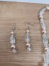 Clear And Golden Bead Necklace And Earrings