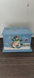 Wooden Snowman Trinket Box