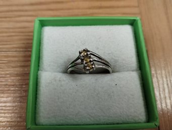 Sterling Silver And Citrine Ring Size 8