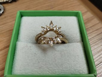DK Gold Over 925 And White Sapphire 2pc Engagement Set Size 7