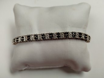 Sterling Silver And Black Spinel Bracelet