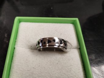 Stainless Steel Fidget Spinner Ring With Hearts Size 6