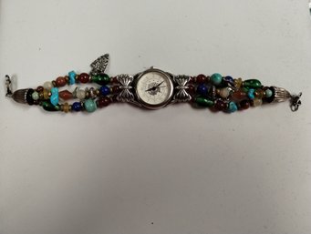 Vintage Behrouz Inc. Liberty Native American Style Sterling Silver And Gemstone Watch