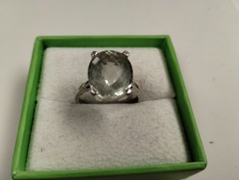 14 Karat White Gold Preziolite Ring Size 10