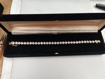 Vintage Lennox Gold Over 925 Silver Crystal Tennis Bracelet