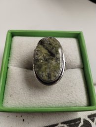 Sterling Silver Overlay On Moss Agate? Ring Size 8