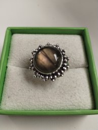 Sterling Silver Overlay And Hypersthene? Ring Size 7.5