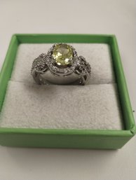 Sterling Silver And Peridot Ring Size 8