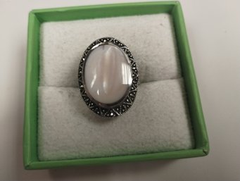 Sterling Silver Marcasite And Mother Of Pearl? Ring Size 5