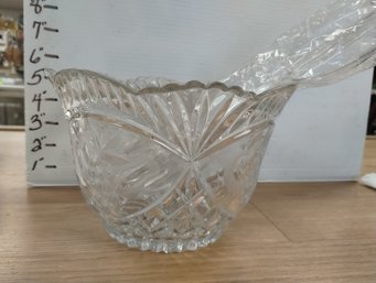 Vintage Etched Glass Crystal Bowl Made In Poland With Plastic Tongs Of Padme And Leia